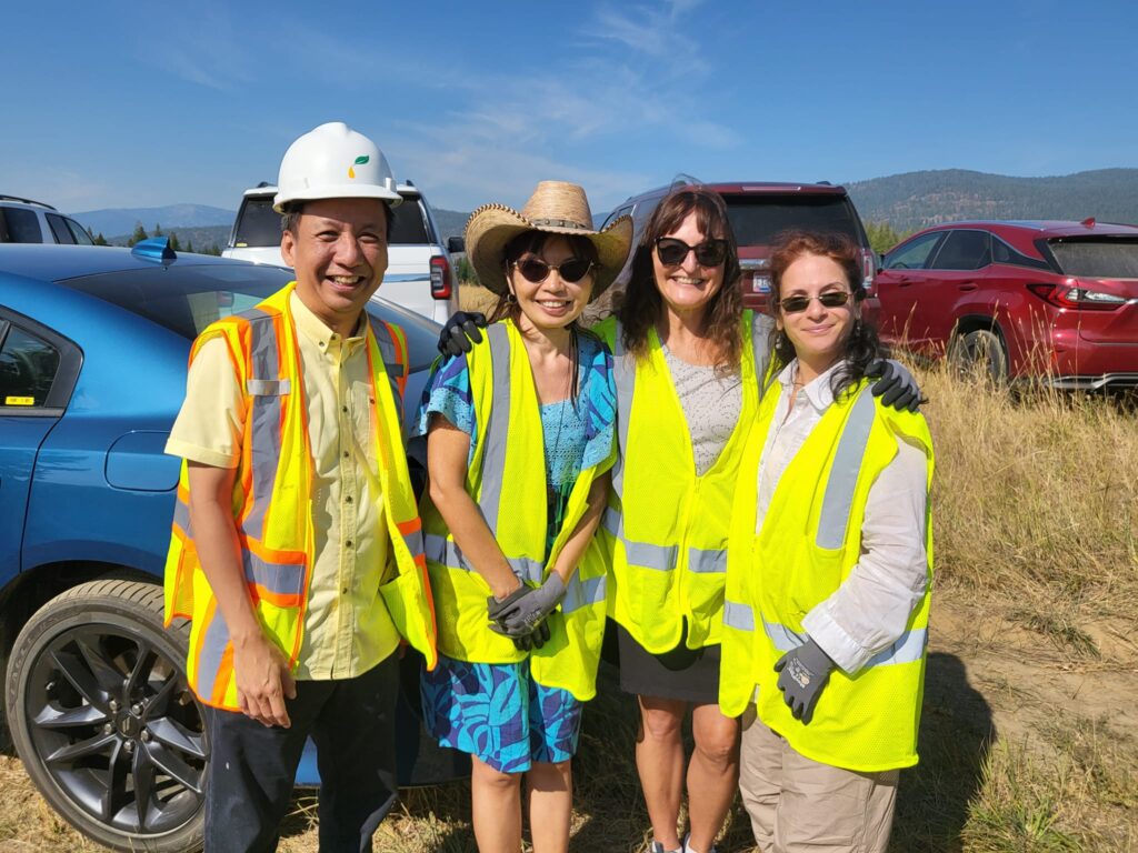 CARE Summit 2023 at Highland Flats Tree Farm -September 2023 4 Left to right: Hengki Sukardi, Teo Sek Jen, Bernadette Williams, and Rihab Sawah ready to harvest Grand Fir