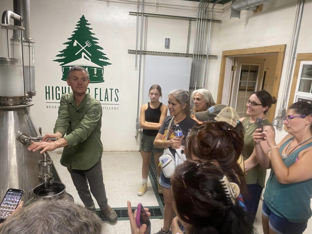 CARE Summit 2023 at Highland Flats Tree Farm -September 2023 10 12. CARE Instructors learning about the distillation process